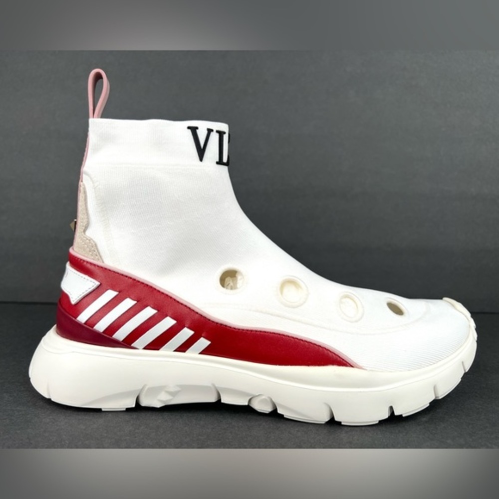 VALENTINO GARAVANI Rockstud Cut out stretch knit high top Women sneakers EU 37.5